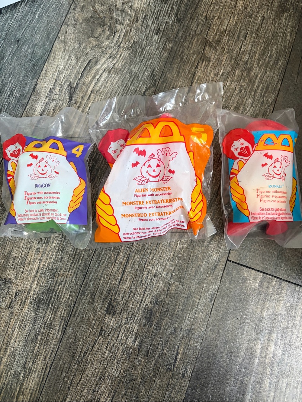 1996 bundle of 3 McDonalds McNugget Buddies Halloween toys Ronald dragon alien